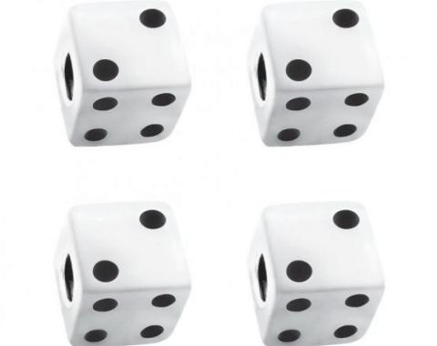 United Pacific White Dice Valve Caps w/ Black Dots (4 Pack) 70006