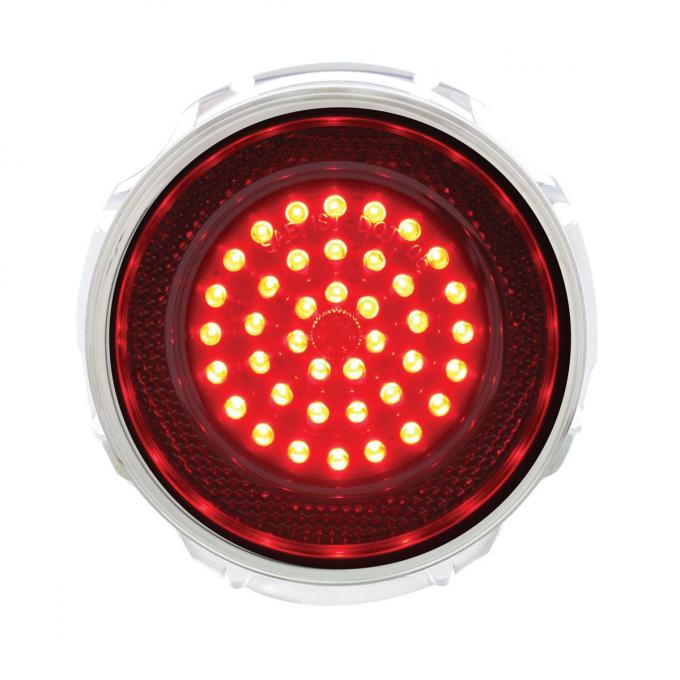 United Pacific 40 LED Tail Light Lens W/Stainless Steel Trim, Clear For 1965 Chevy Impala CTL6501C