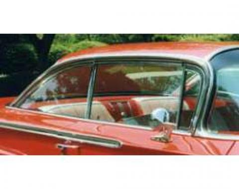 Full Size Chevy Side Glass Set, Tinted, Non-Date Coded, 2-Door Hardtop, Impala, 1958