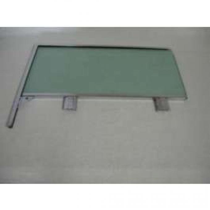 Full Size Chevy Door Glass Assembly, Right, Green Tinted, Bel Air Hardtop, 1958