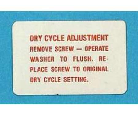Full Size Chevy Windshield Washer Adjustment Tag, 1961-1962
