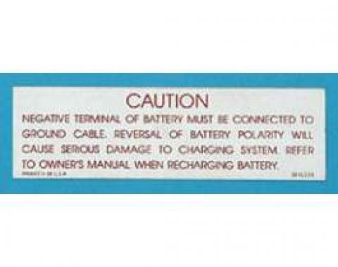 Full Size Chevy Battery Caution Decal, 1962-1963