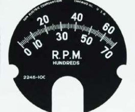 Full Size Chevy Tachometer Face Decal, 7000 RPM & No Red Line, 1961