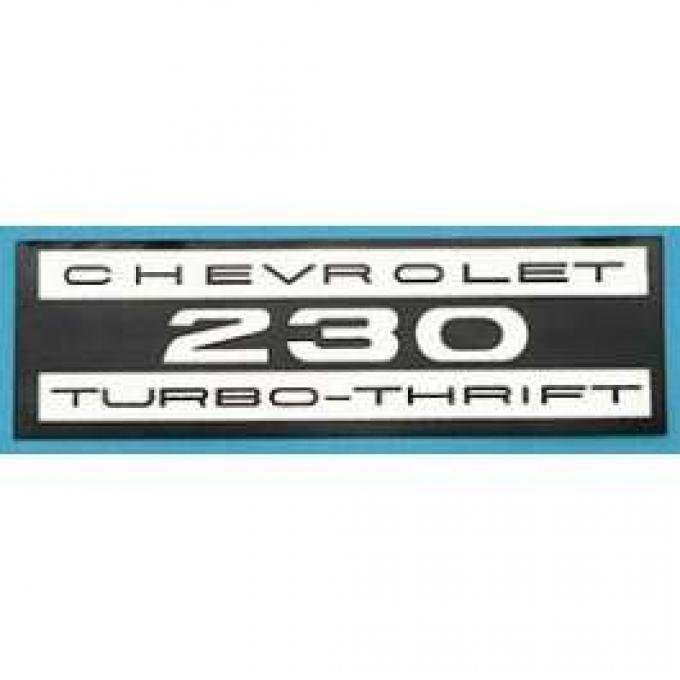 Full Size Chevy Valve Cover Decal, Turbo-Thrift, 230ci 6-Cylinder, 1963