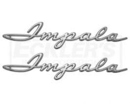 Full Size Chevy Quarter Panel Script Emblems, Impala, 1961
