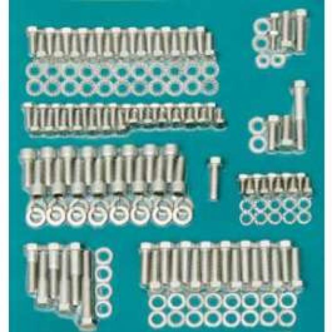 Full Size Chevy Engine Hex Head Bolt Set, Stainless Steel, Big Block,1958-1964
