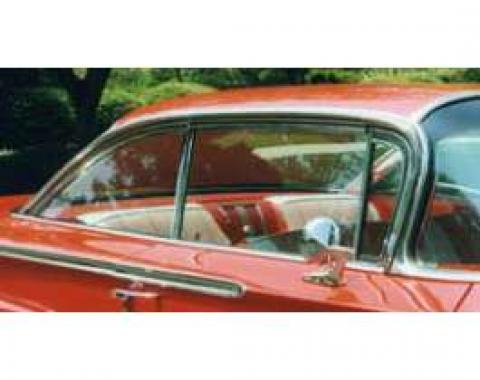 Full Size Chevy Side Glass Set, Tinted, Date Coded, 2-Door Hardtop, Bel Air, 1958