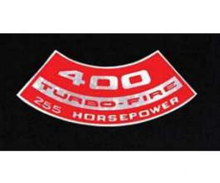 Full Size Chevy Turbo-Fire Air Cleaner Decal, 400ci/255hp, 1970