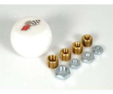 Full Size Chevy Shift Knob White Billiard With Impala Flags Logo