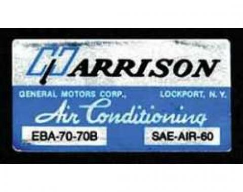 Full Size Chevy Air Conditioning Evaporation Decal, Harrison, 1970