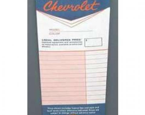 Full Size Chevy Dealer Installed Options Window Sticker, 1958-1964