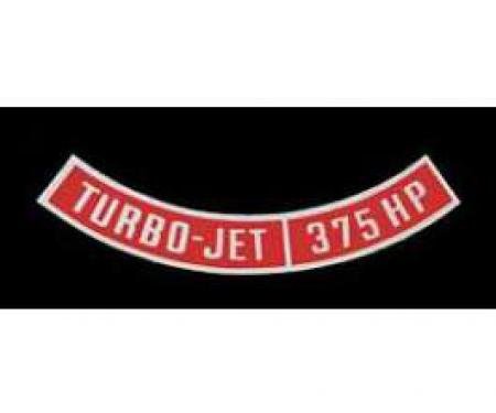 Full Size Chevy Air Cleaner Decal, 396ci/375hp, Turbo-Jet, 1965