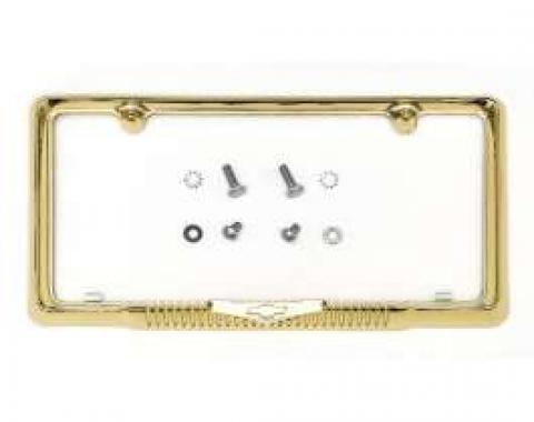 Full Size Chevy Accessory License Plate Frame, Gold, 1958