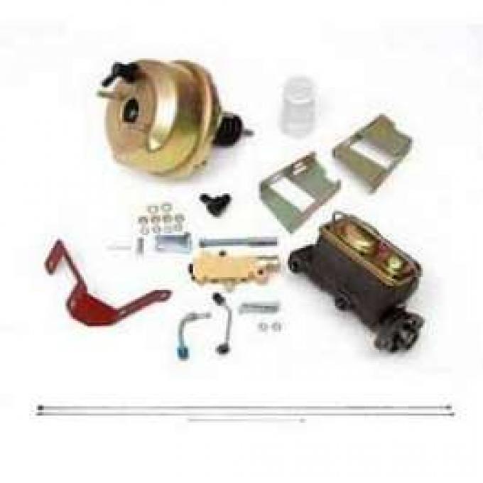 Full Size Chevy Power Booster Dual Master Cylinder Conversion Kit, For Disc Brakes, With GM Proportioning Valve, 1958-1964