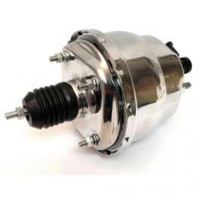 Full Size Chevy Power Brake Booster, 7, Dual Diaphragm, Chrome, Universal, 1958-1964