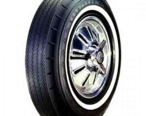 Full Size Chevy Tire, 8.00/14 With 1 Wide Whitewall, Goodyear Custom Super Cushion Bias Ply, 1962-1964