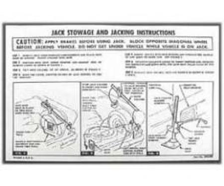 Full Size Chevy Jack Stowage & Jacking Instructions Sheet, 1958