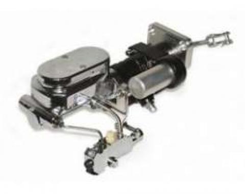 Full Size Chevy Brake Booster, Hydroboost, With Proportioning Valve, Bracket & Lines & Chrome Dual Master Cylinder, 1958-1964