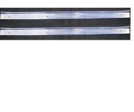 Full Size Chevy Billet Polished Aluminum Door Sills, With Lines, 2-Door, 1958-1964