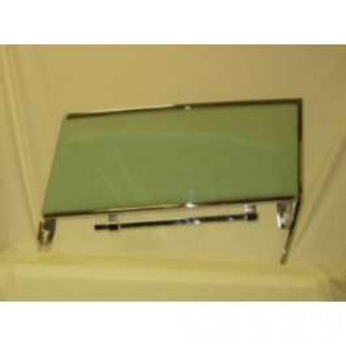 Full Size Chevy Door Glass Assembly, Right, Green Tinted, Impala Convertible, 1961-1964