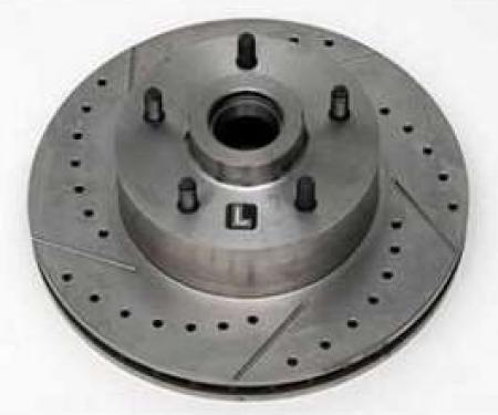 Full Size Chevy Front Disc Brake Rotor, Drilled, Slotted & Vented, Left, 1958-1967