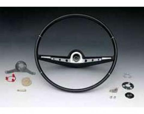 Full Size Chevy Complete Steering Wheel Assembly, Black, Impala SS, 1962