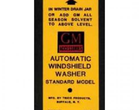Full Size Chevy GM Windshield Bottle Bracket Decal, 1958-1961