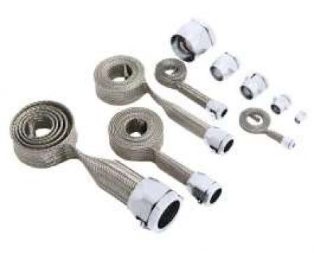 Full Size Chevy Hose Cover Kit, Stainless Steel, Universal, With Stainless Steel Clamps 1958-1972