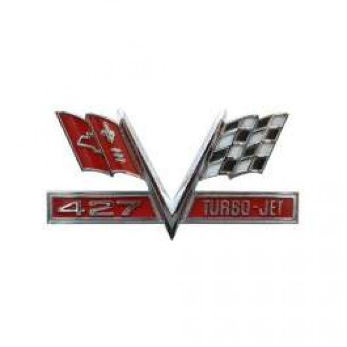 Full Size Chevy Metal Sign, 427 Turbo-Jet Cross Flags