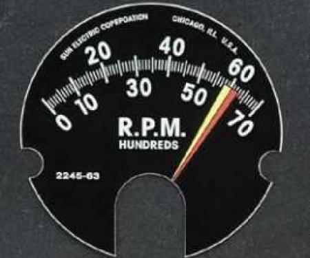Full Size Chevy Tachometer Face Decal, 7000 RPM & 6200 Red Line, 1962
