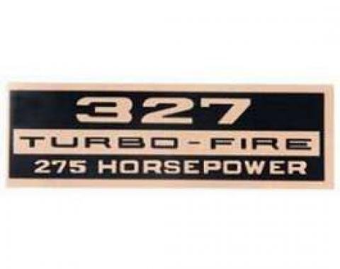 Full Size Chevy Valve Cover Decal, Turbo-Fire, 327ci/275hp, 1966