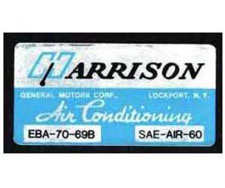 Full Size Chevy Air Conditioning Evaporation Decal, Harrison, 1969