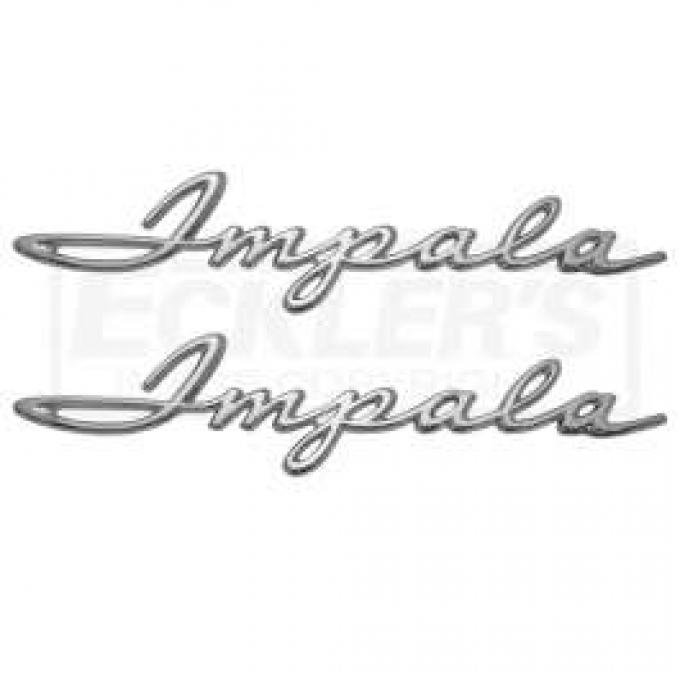 Full Size Chevy Quarter Panel Script Emblems, Impala, 1961