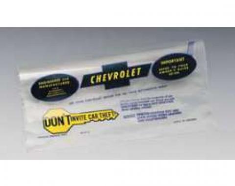 Full Size Chevy Owner's Manual Pouch, Plastic, 1967-1968