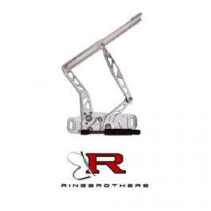 Full Size Chevy Hood Hinges, Billet Aluminum, Air Frame, Natural, With Steel Hood, 1965-1967