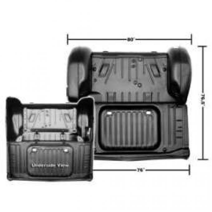 Full Size Chevy Trunk Floor & Shelf Panel, With Underside Braces & Wheelhousings, 1963