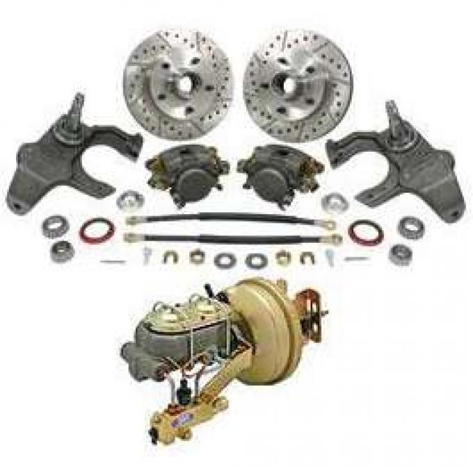 Full Size Chevy Front Drop Spindle Power Disc Brake Kit, 1965-1970