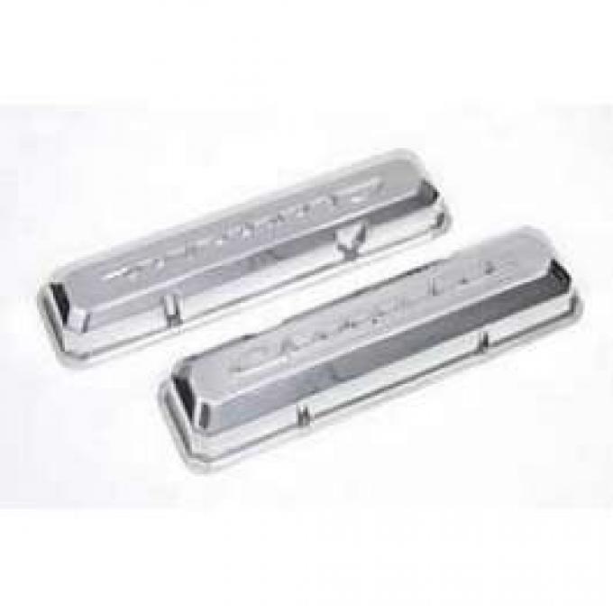 Full Size Chevy Valve Covers, Chevrolet Script, Small Block, Polished Aluminum, 1958-1972