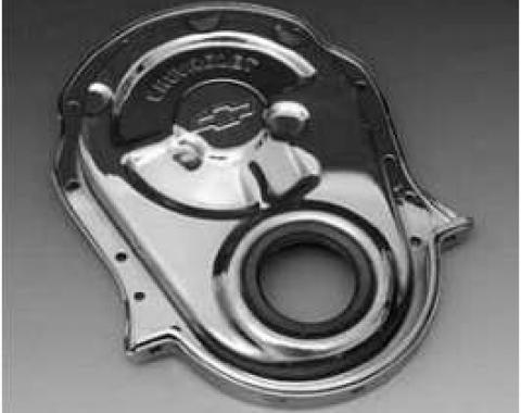 Full Size Chevy Timing Chain Cover, Big Block, With Bowtie Logo, Chrome, 1958-1972