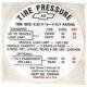 Full Size Chevy Tire Pressure Decal, 8.25 x 14 Convertible, 1968