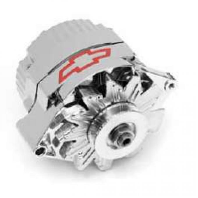 Full Size Chevy Alternator, Chrome, With Bowtie Logo, 60 Amp, 1-Wire,1958-1972