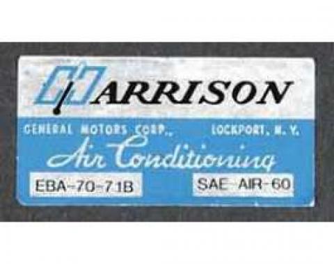 Full Size Chevy Air Conditioning Evaporation Decal, Harrison, 1971