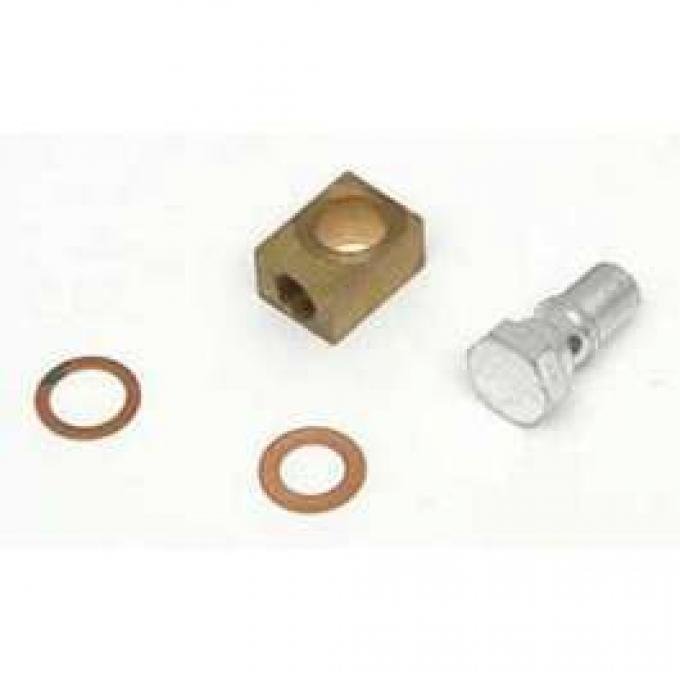 Full Size Chevy Brake Master Cylinder Brass Block & Banjo Bolt Kit, 1958