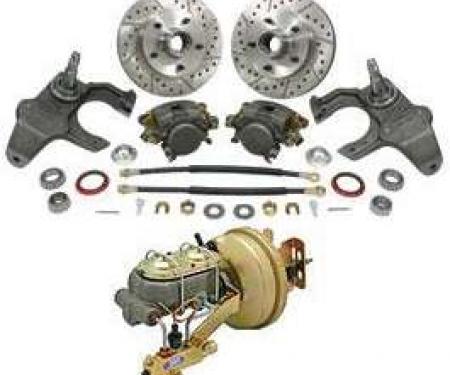 Full Size Chevy Front Drop Spindle Power Disc Brake Kit, 1965-1970