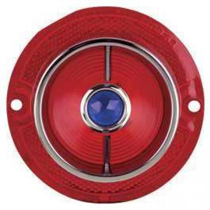 Full Size Chevy Taillight Lens, With Blue Dot and Chrome Ring, 1963