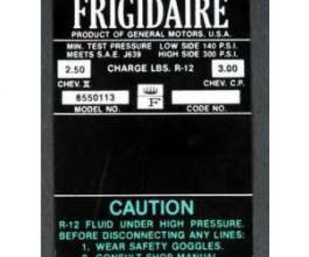 Full Size Chevy Air Conditioning Compressor Decal, Frigidaire, 1966