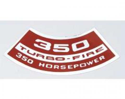 Full Size Chevy Air Cleaner Decal, 350ci/350hp Turbo-Fire, 1965-1972