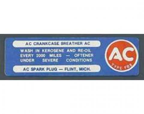 Full Size Chevy Crankcase Breather Maintenance Decal, 1964-1967