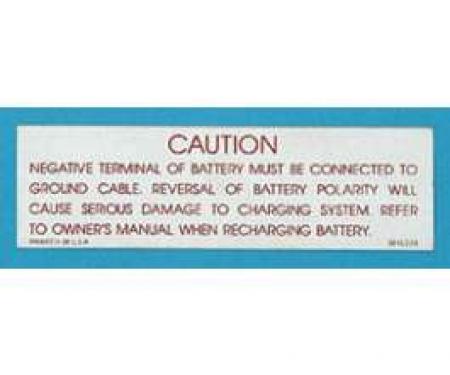 Full Size Chevy Battery Caution Decal, 1962-1963