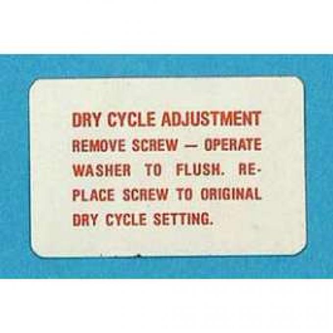 Full Size Chevy Windshield Washer Adjustment Tag, 1961-1962